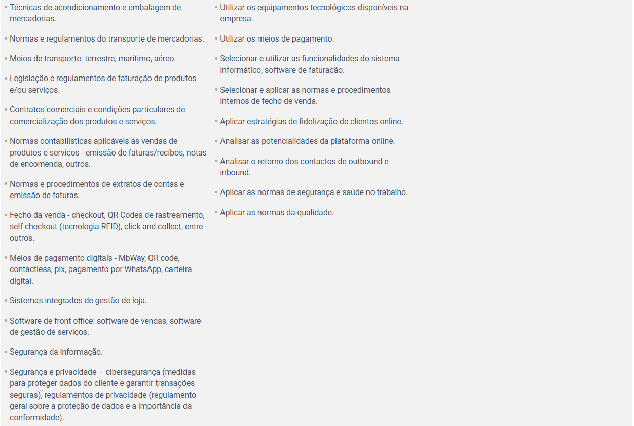 Conhecimentos, Aptidões e Atitudes - Processar a venda através de meios interativos e ou digitais 2
